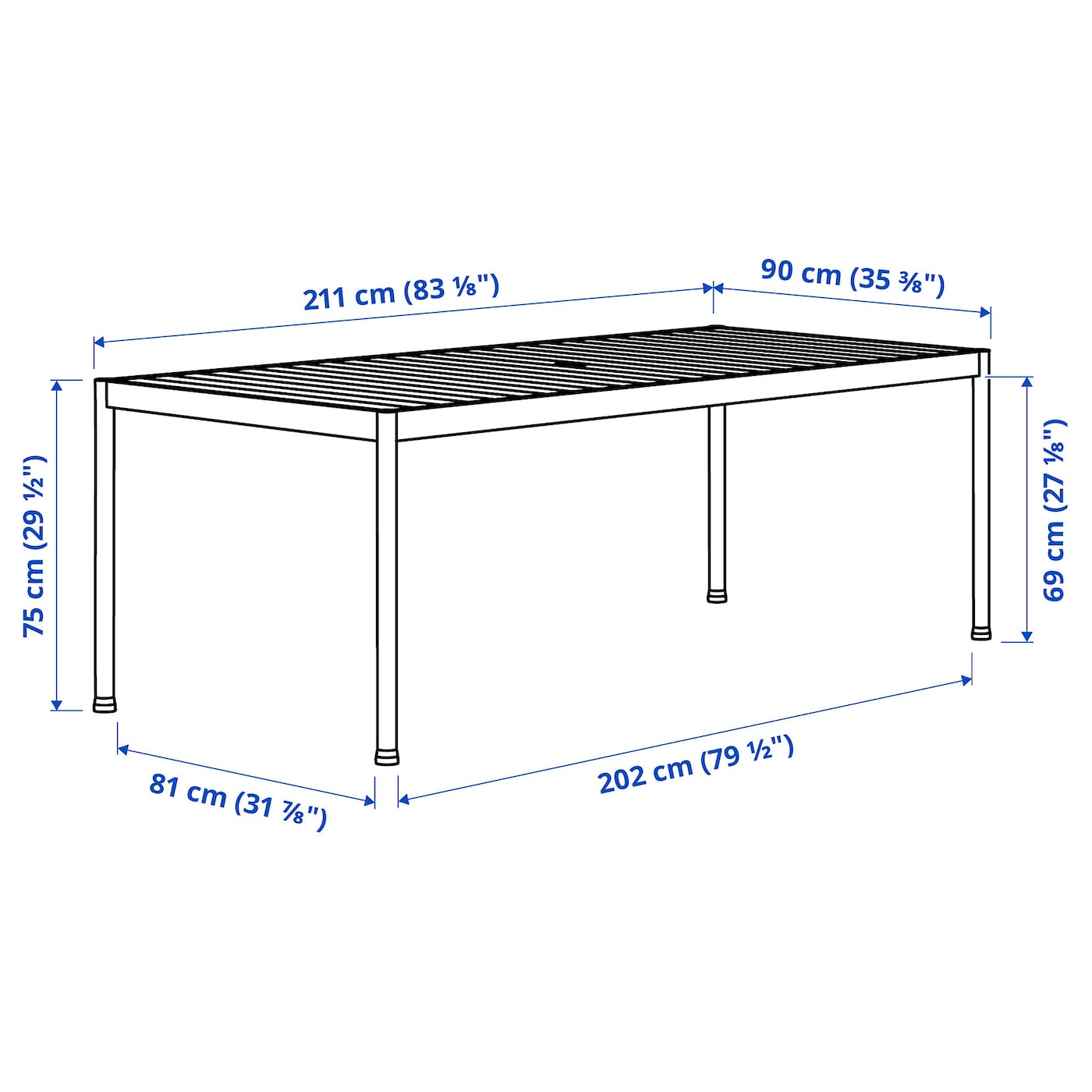 IKEA SEGERÖN Tavolo Da Giardino Bianco/beige 91x212 Cm