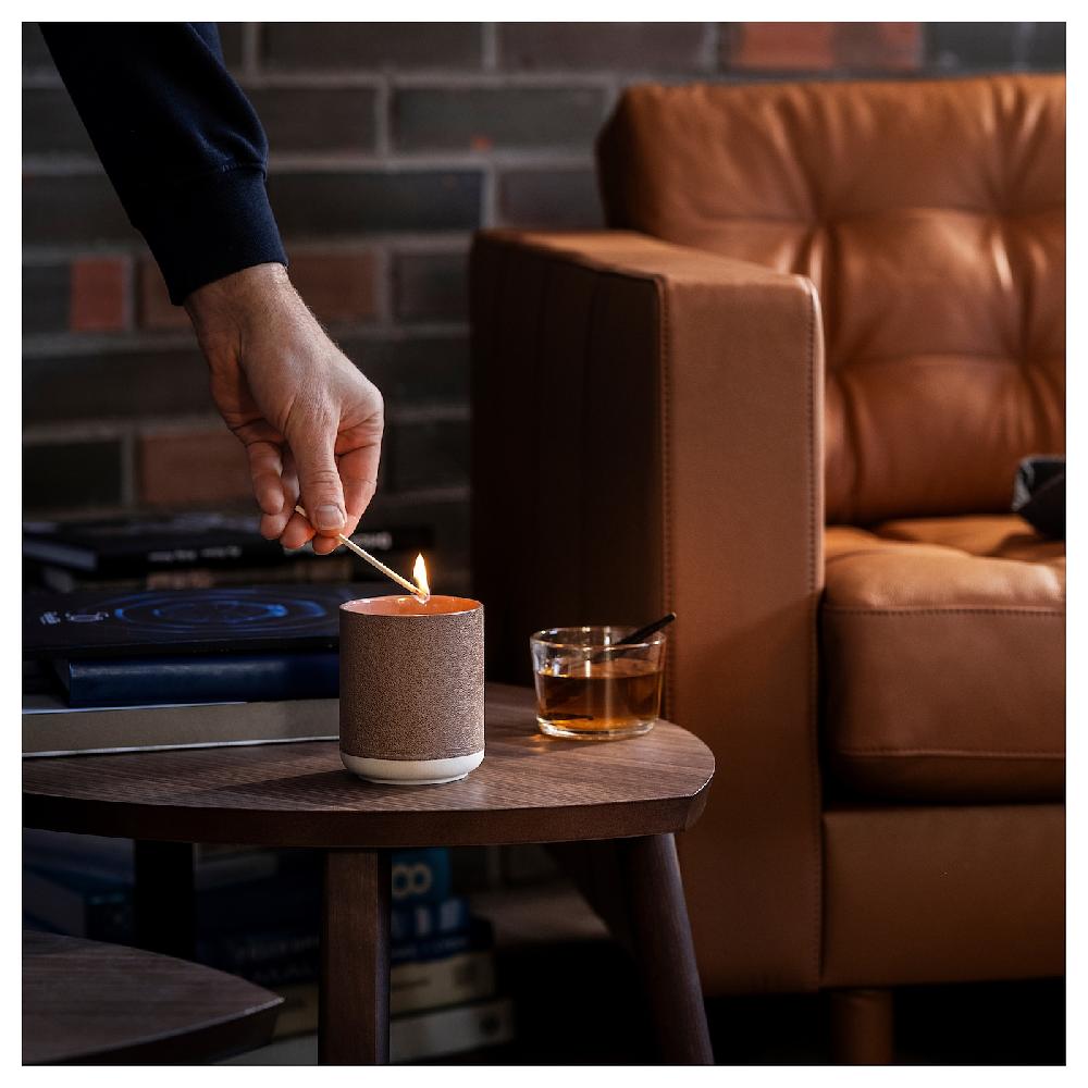IKEA SILKESTRÄD Candela Profumata/vaso Di Ceramica Cuoio E Vaniglia/marrone 45 H