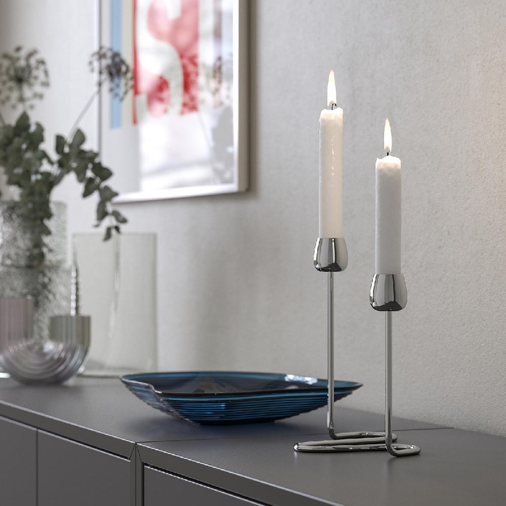 IKEA SILVERPÄRON Candeliere Per 2 Candele Color Argento 20 Cm