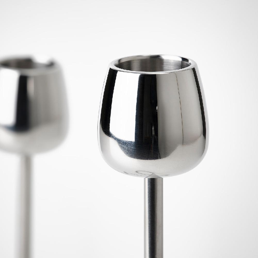 IKEA SILVERPÄRON Candeliere Per 2 Candele Color Argento 20 Cm