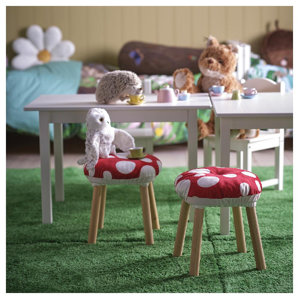 IKEA SKOGSDUVA Fodera Per Sgabello A Forma Di Fungo Velenoso/rosso Bianco