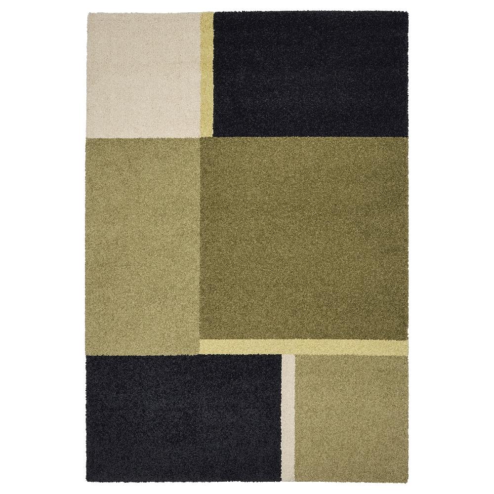 IKEA SKRIFTSPRÅK Tappeto pelo corto beige-verde/blu scuro 200x300 cm