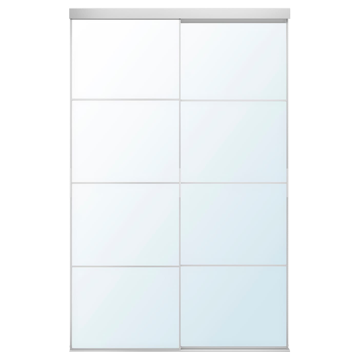 IKEA SKYTTA / AULI Combinazione ante scorrevoli alluminio/vetro a specchio 152x240 cm