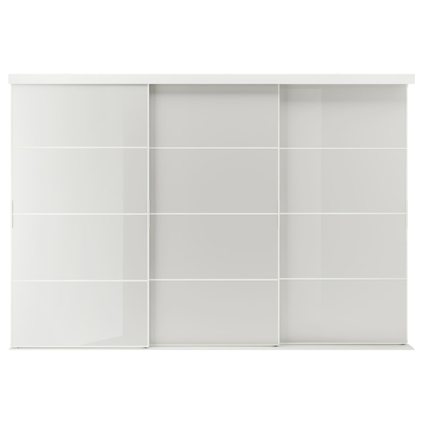 IKEA SKYTTA / HOKKSUND Combinazione Ante Scorrevoli Bianco/grigio Chiaro Lucido 301x205 Cm