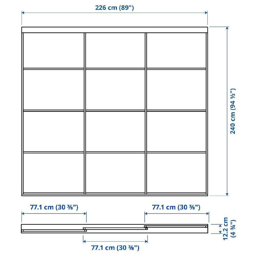 IKEA SKYTTA / HOKKSUND Combinazione Ante Scorrevoli Nero/grigio Chiaro Lucido 226x240 Cm