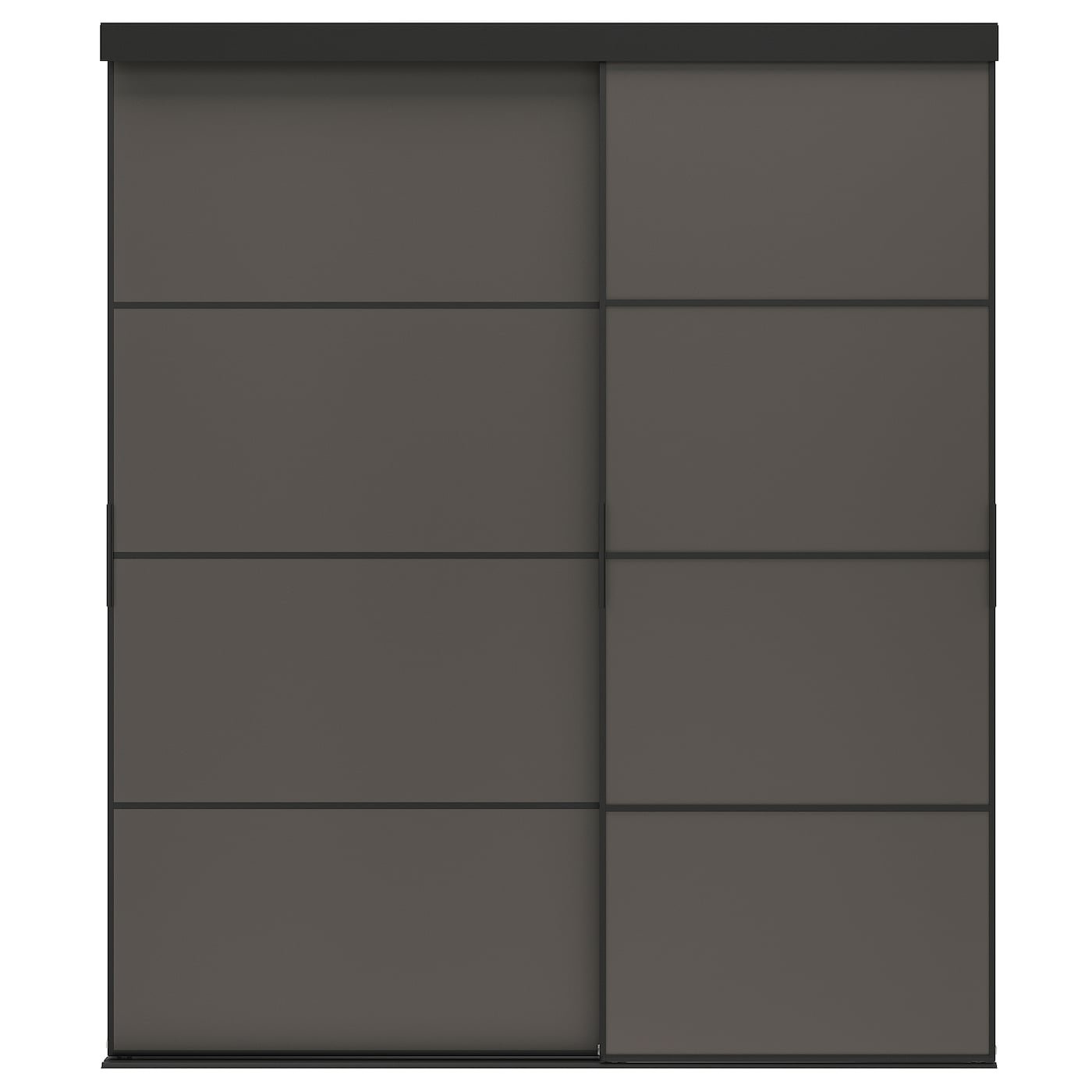 IKEA SKYTTA / MEHAMN Combinazione ante scorrevoli nero/double-face grigio scuro 177x205 cm