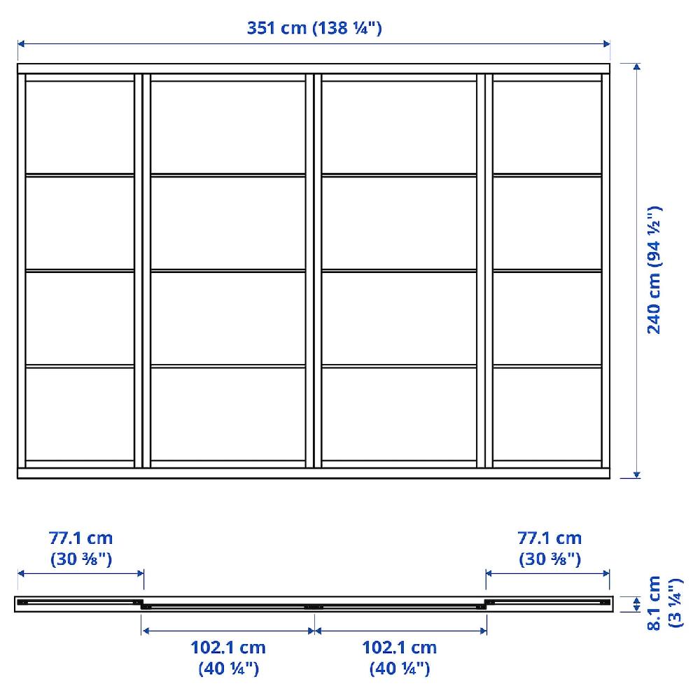 IKEA SKYTTA / SVARTISDAL Combinazione Ante Scorrevoli Nero/bianco Carta 351x240 Cm