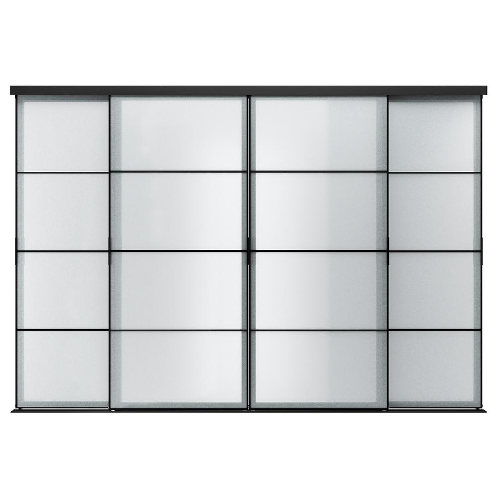 IKEA SKYTTA / SVARTISDAL Combinazione ante scorrevoli nero/bianco carta 351x240 cm