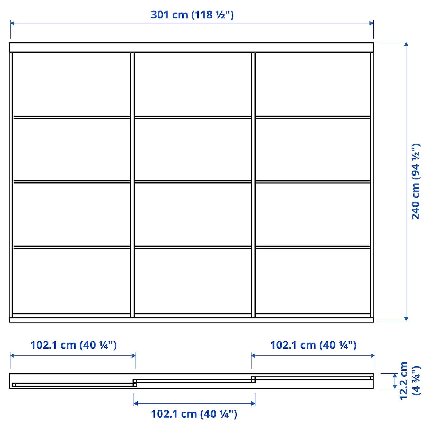 IKEA SKYTTA / TJÖRHOM Combinazione Ante Scorrevoli Bianco/bianco 301x240 Cm