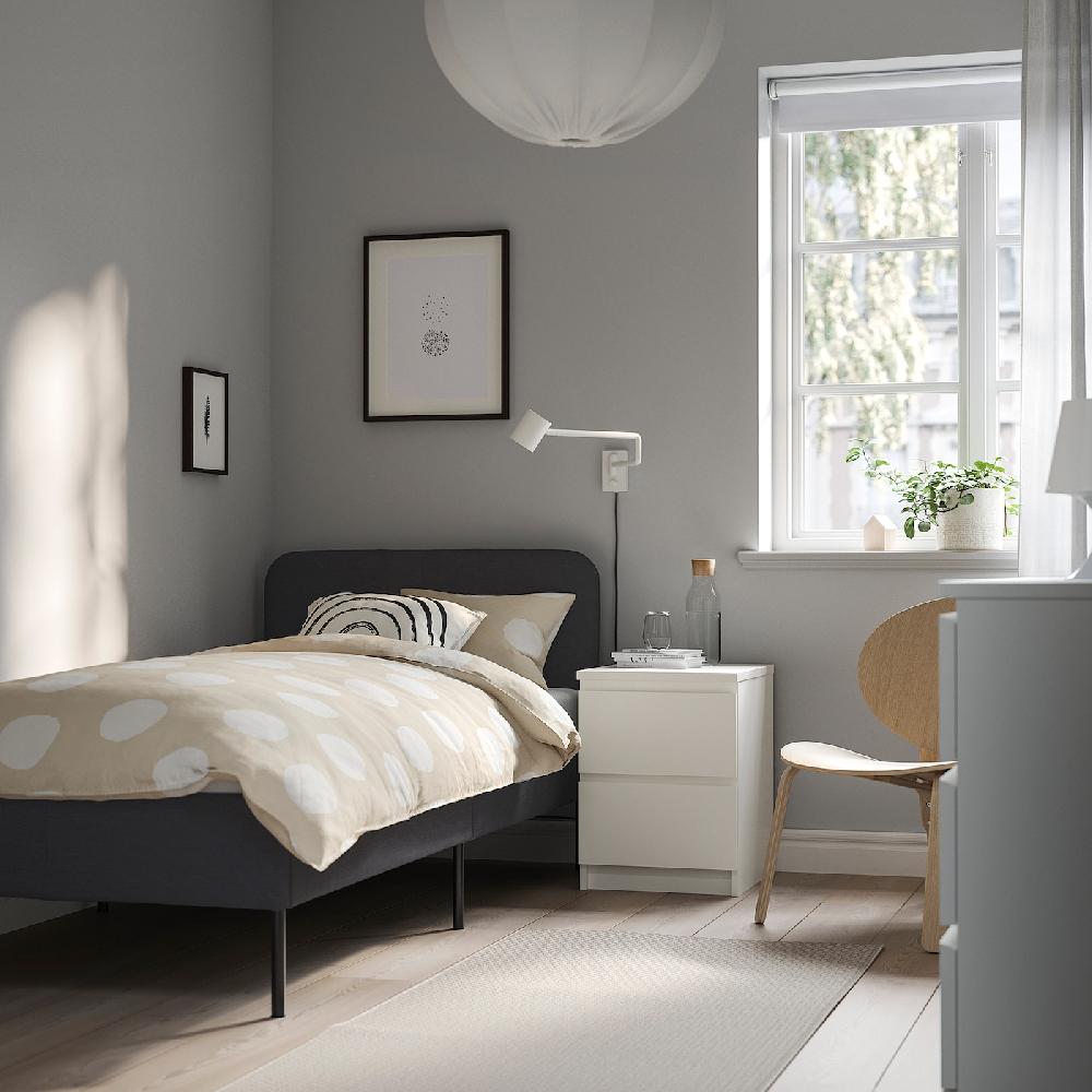 IKEA SLATTUM Struttura Letto Imbottita Vissle Grigio Scuro 90x200 Cm