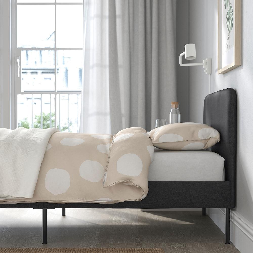IKEA SLATTUM Struttura Letto Imbottita Vissle Grigio Scuro 90x200 Cm