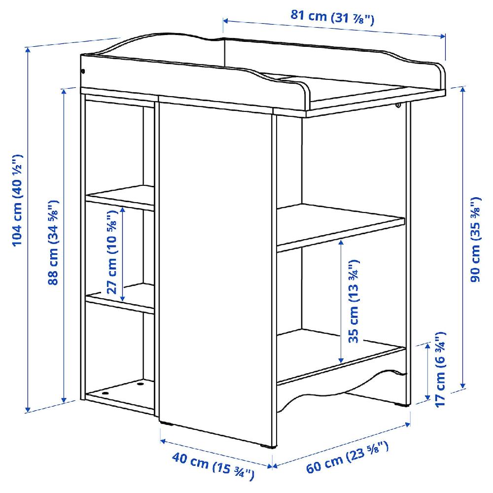 IKEA SMÅGÖRA Fasciatoio/libreria Con 1 Scaffale Bianco
