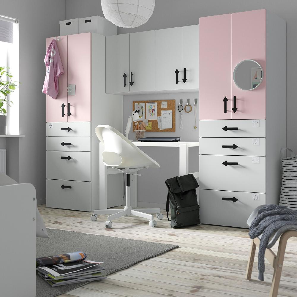 IKEA SMÅSTAD Combinazione Di Mobili Bianco/rosa Pallido 240x57x181 Cm