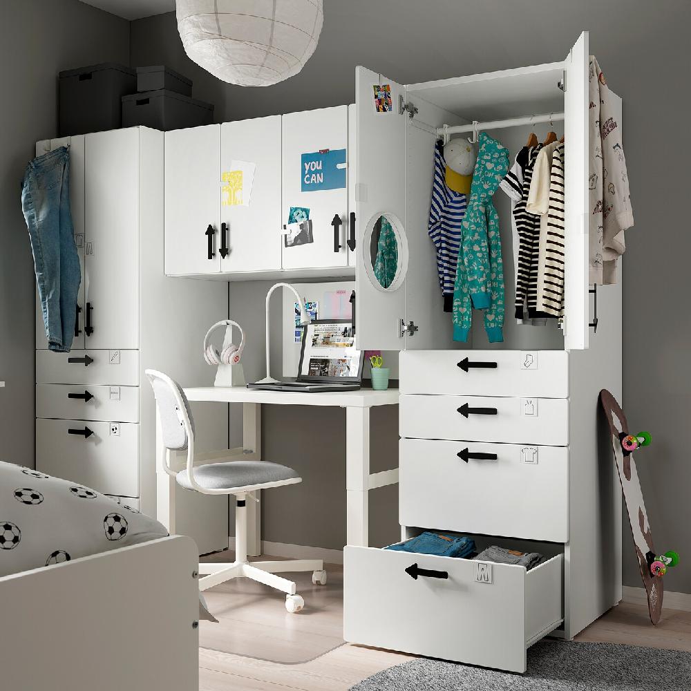 IKEA SMÅSTAD Combinazione Di Mobili Bianco/rosa Pallido 240x57x181 Cm