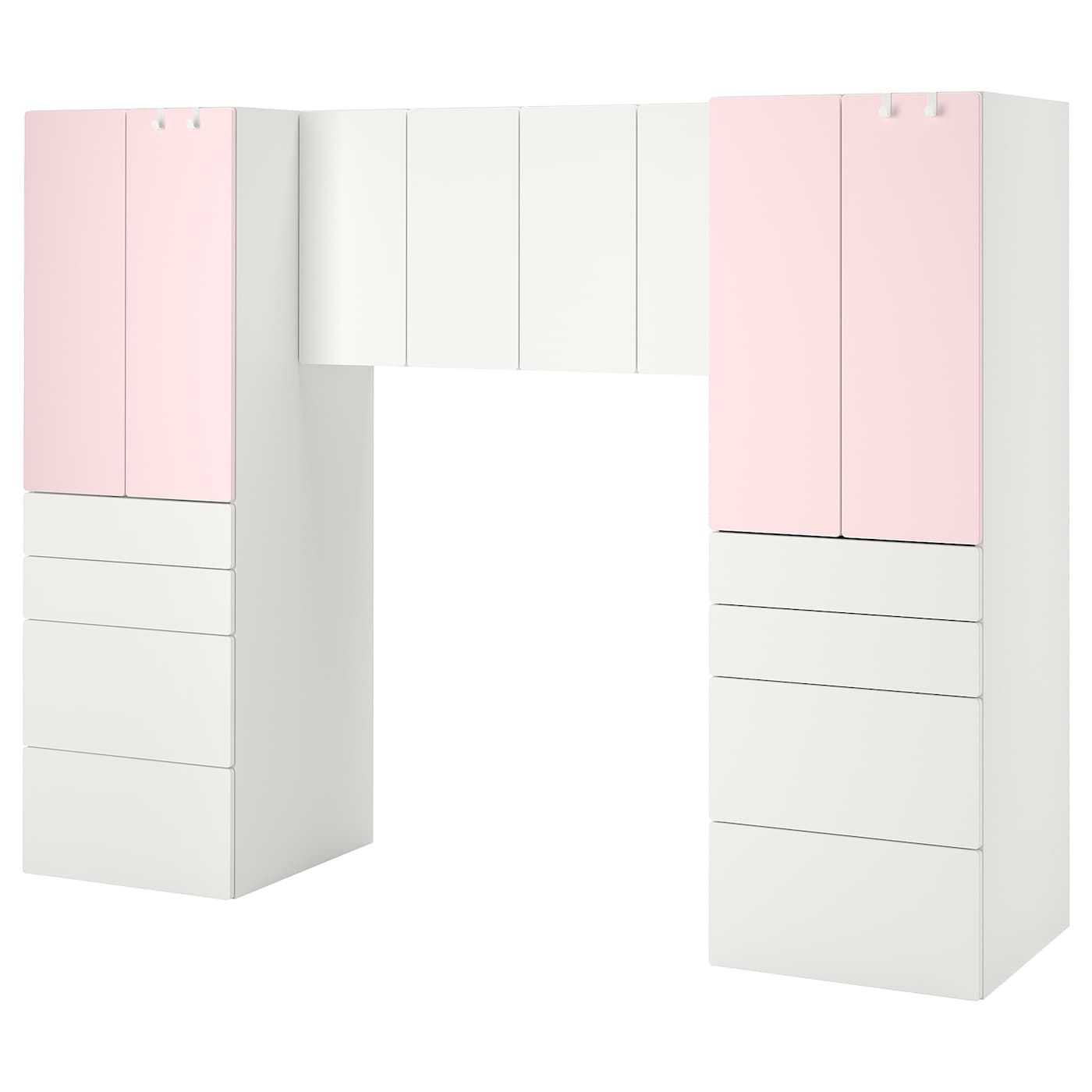 IKEA SMÅSTAD Combinazione di mobili bianco/rosa pallido 240x57x181 cm