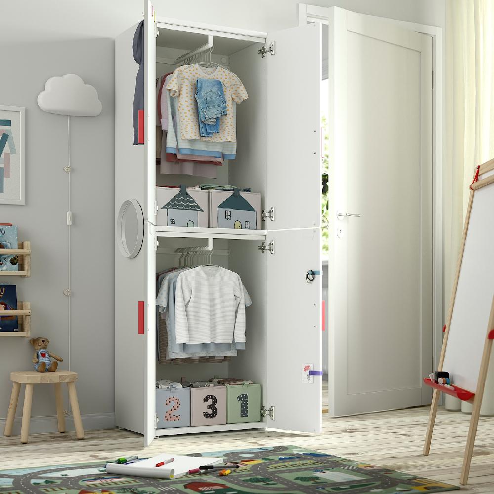 IKEA SMÅSTAD Guardaroba Bianco Betulla/con 2 Bastoni Appendiabiti 60x42x181 Cm