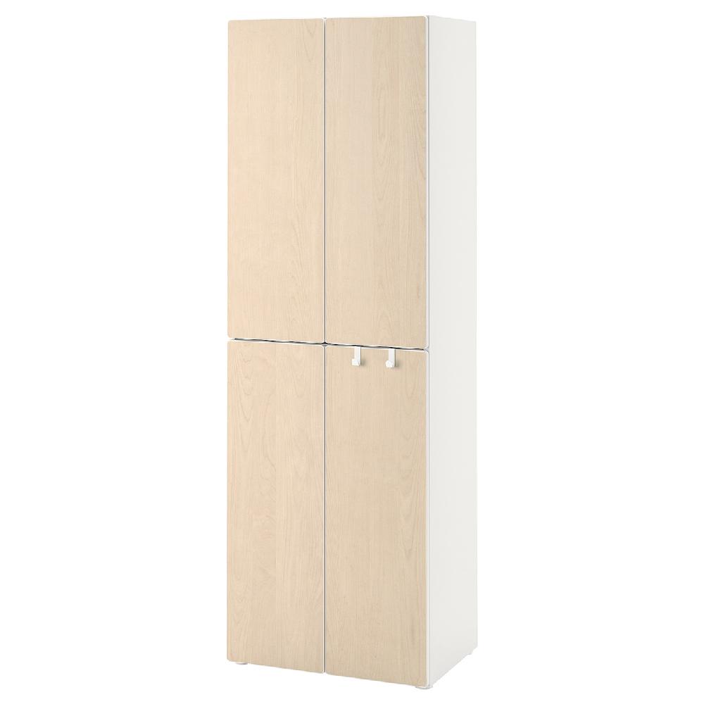 IKEA SMÅSTAD Guardaroba bianco betulla/con 2 bastoni appendiabiti 60x42x181 cm