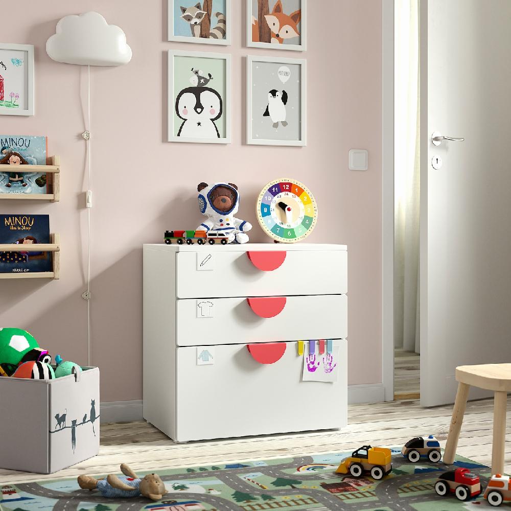 IKEA SMÅSTAD / PLATSA Cassettiera Con 3 Cassetti Bianco/bianco 60x42x63 Cm