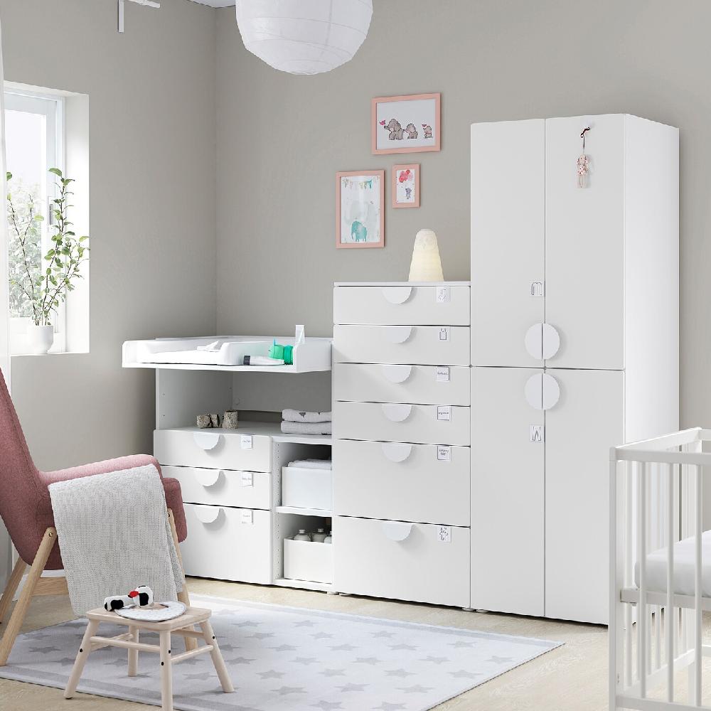 IKEA SMÅSTAD / PLATSA Combinazione Di Mobili Bianco Bianco/con Fasciatoio 210x79x181 Cm