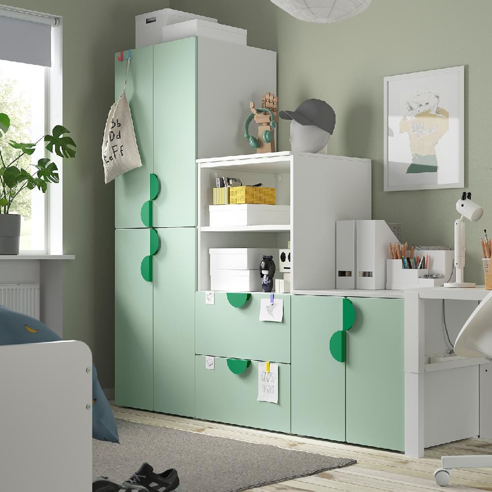 IKEA SMÅSTAD / PLATSA Combinazione Di Mobili Bianco/verde Chiaro 180x57x181 Cm