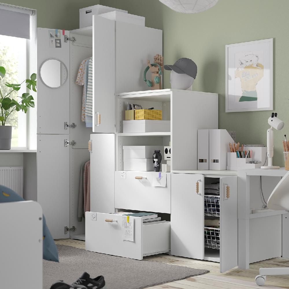 IKEA SMÅSTAD / PLATSA Combinazione Di Mobili Bianco/verde Chiaro 180x57x181 Cm