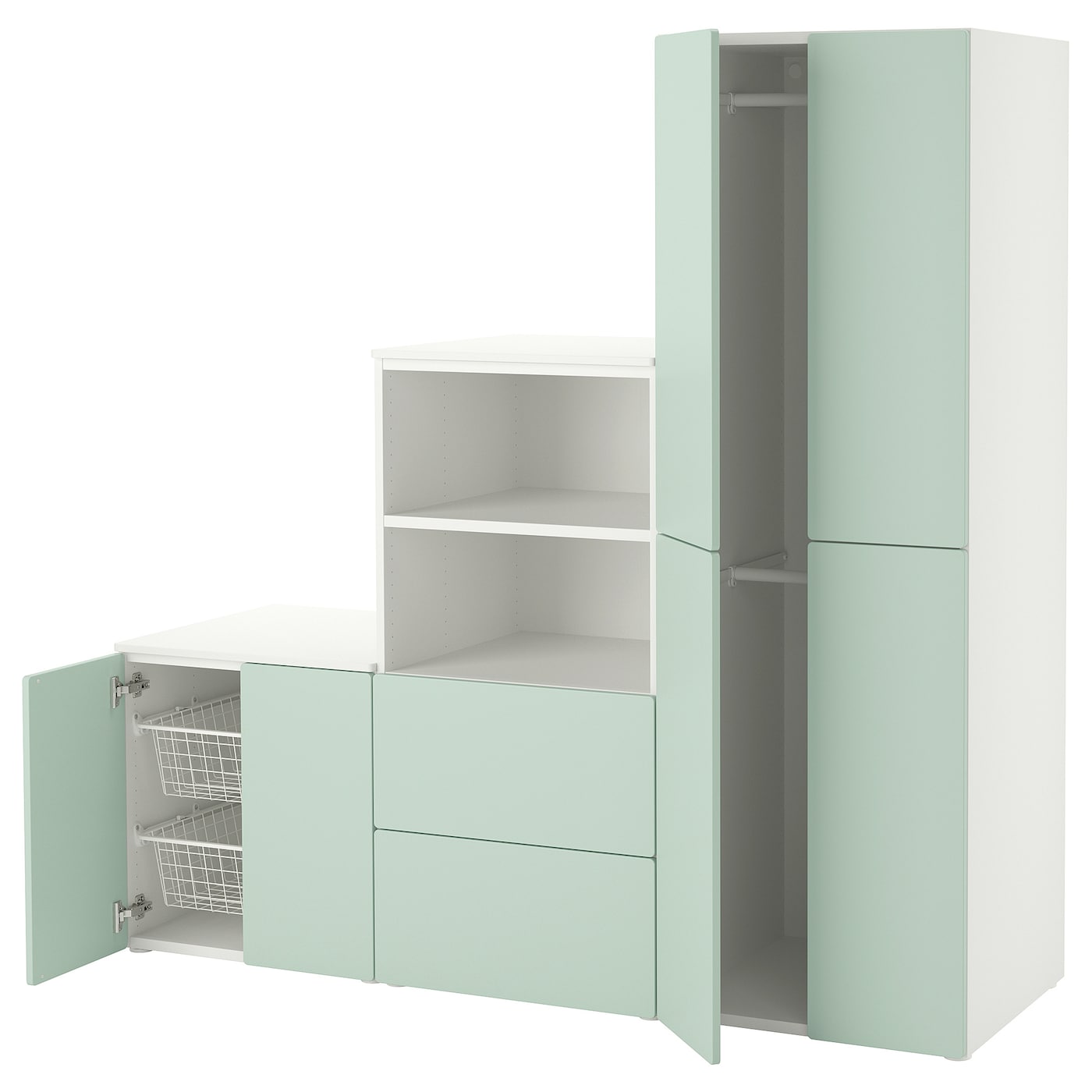 IKEA SMÅSTAD / PLATSA Combinazione Di Mobili Bianco/verde Chiaro 180x57x181 Cm