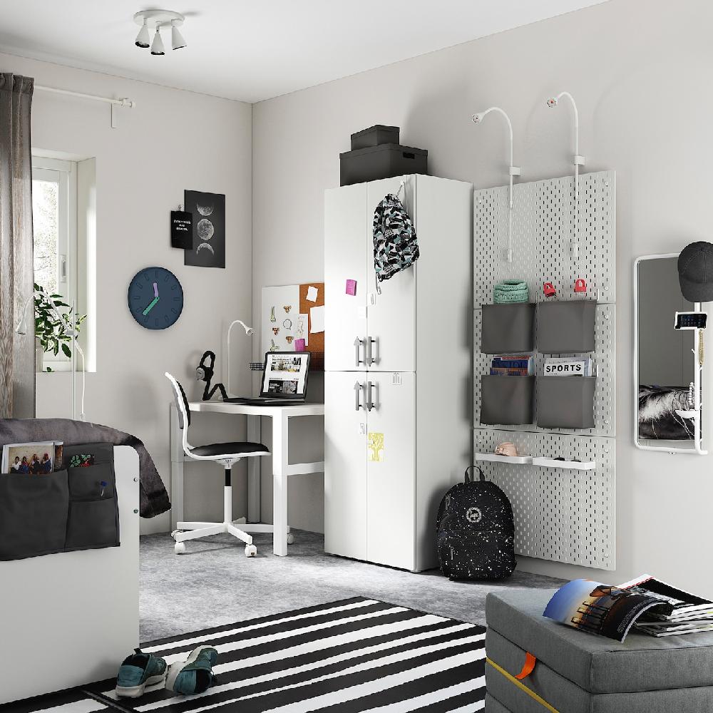 IKEA SMÅSTAD / PLATSA Guardaroba Bianco Bianco/con 2 Bastoni Appendiabiti 60x42x181 Cm