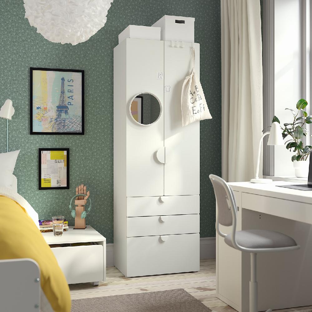 IKEA SMÅSTAD / PLATSA Guardaroba Bianco Bianco/con 3 Cassetti 60x42x181 Cm