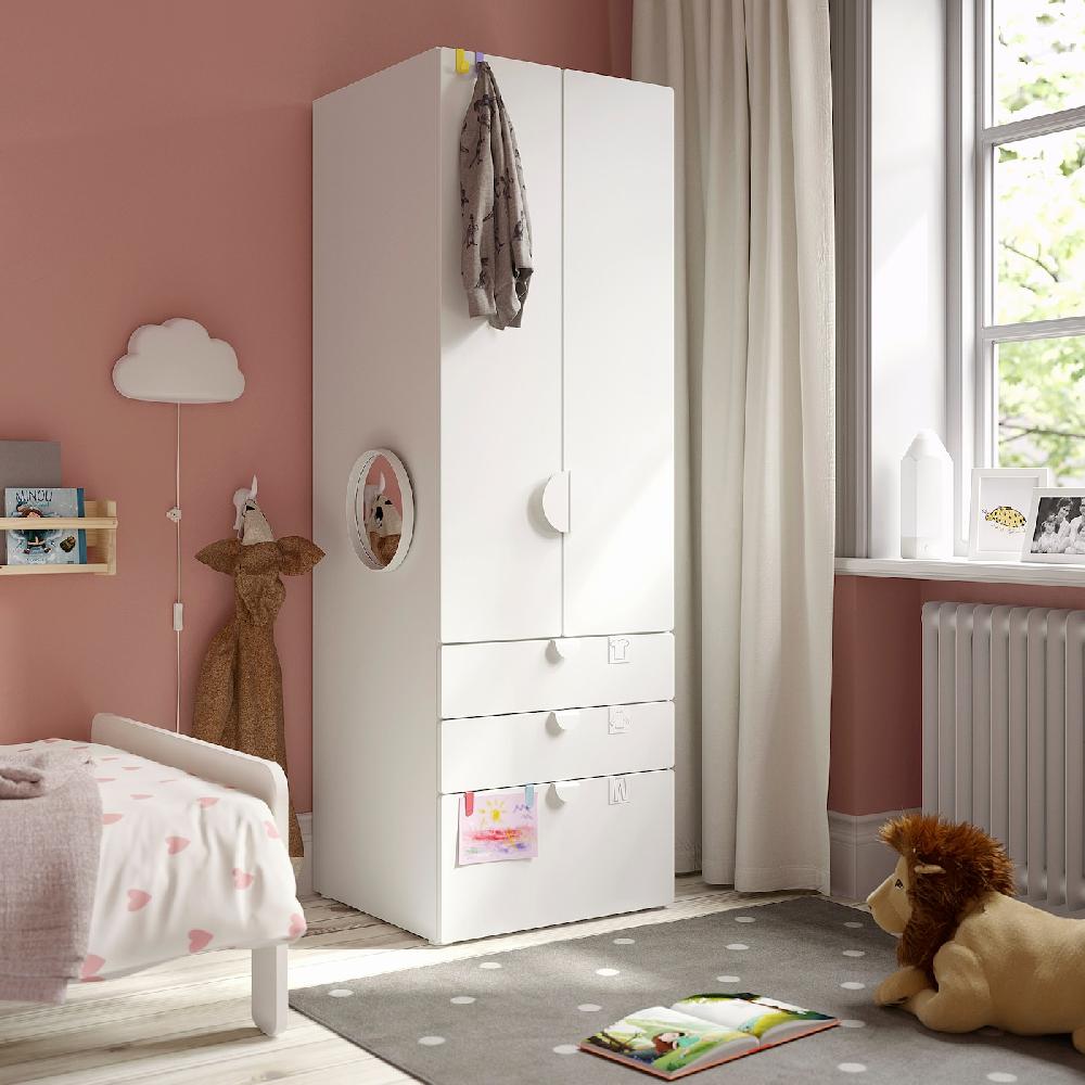 IKEA SMÅSTAD / PLATSA Guardaroba Bianco Bianco/con 3 Cassetti 60x57x181 Cm