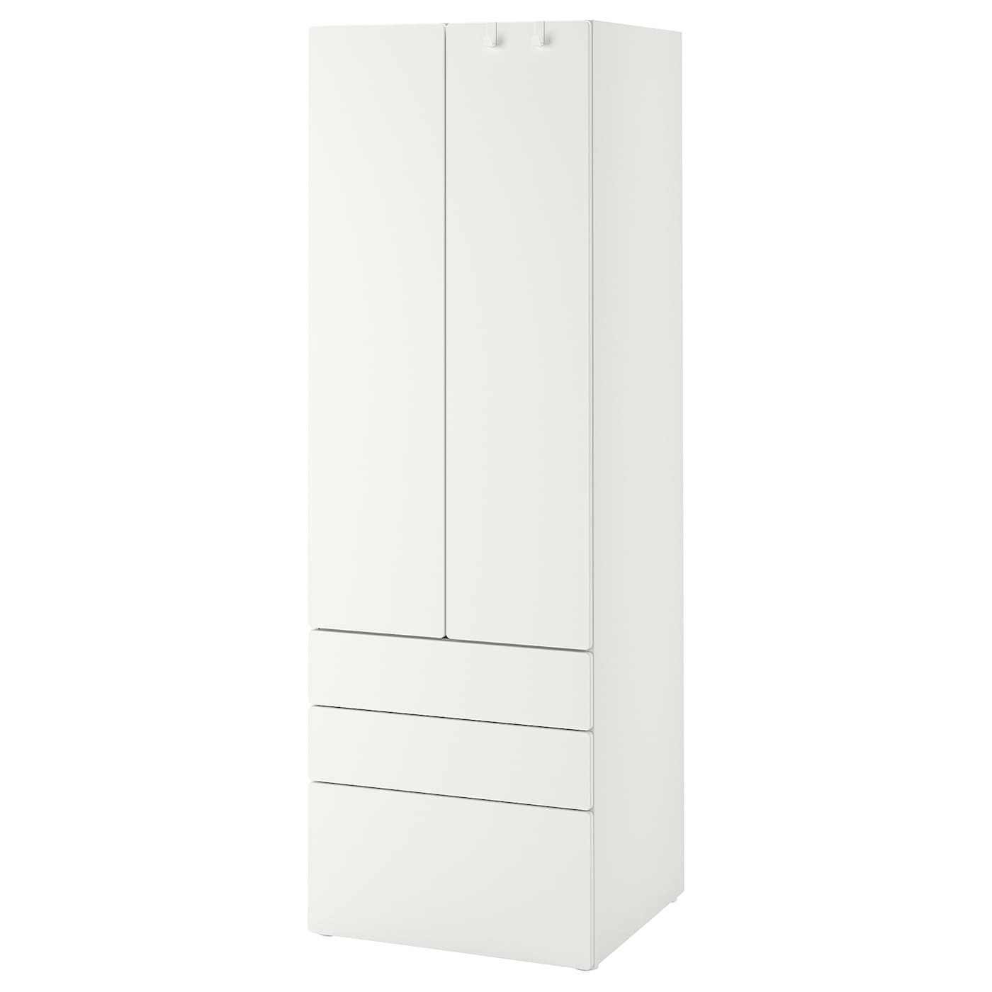 IKEA SMÅSTAD / PLATSA Guardaroba bianco bianco/con 3 cassetti 60x57x181 cm