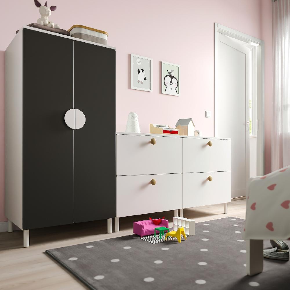 IKEA SMÅSTAD / PLATSA Guardaroba Bianco Superficie A Lavagna/con 2 Cassettiere 180x57x133 Cm