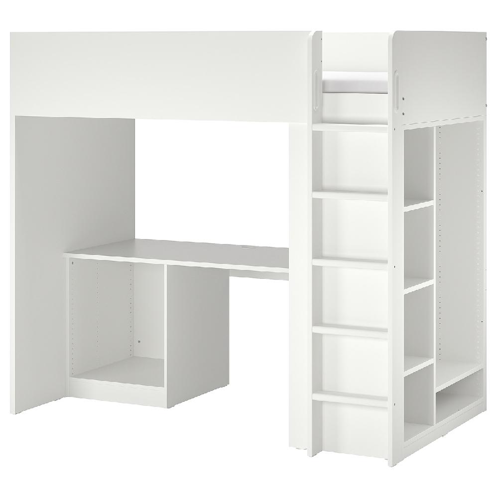 IKEA SMÅSTAD Strutt letto soppalc/scrivan/conten bianco 90x200 cm