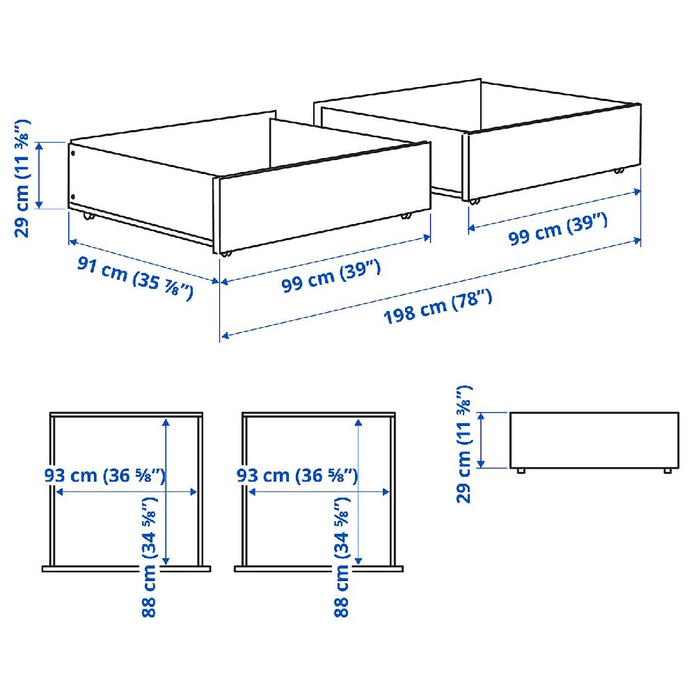 IKEA SMYGA Contenitore Sottoletto Grigio Chiaro 99x91x29 Cm