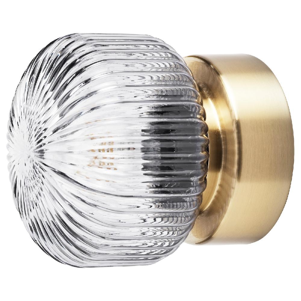 IKEA SOLKLINT Lampada parete installazione fissa ottone/vetro trasparente grigio