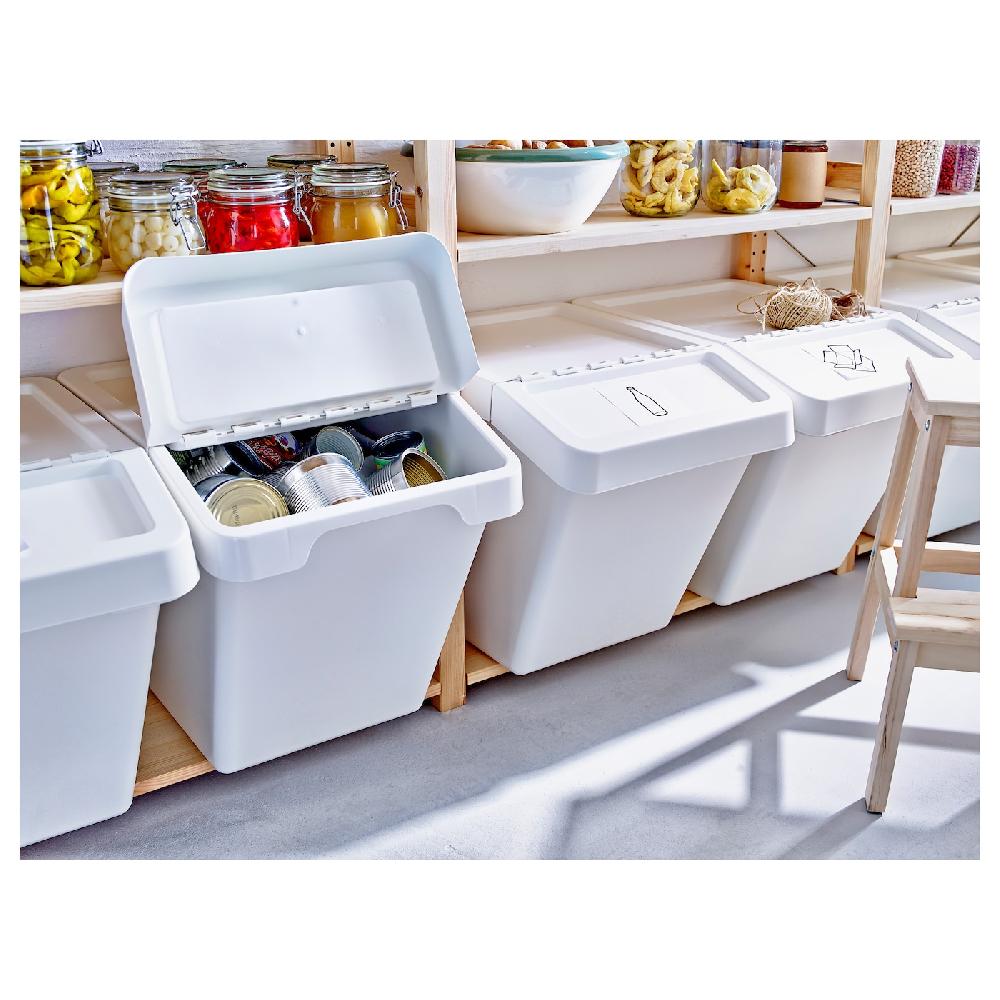 IKEA SORTERA Contenitore Rifiuti Con Coperchio Bianco 60 L