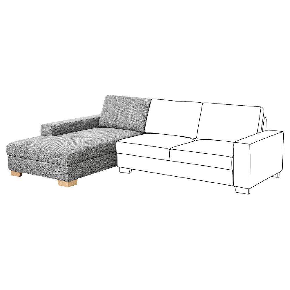 IKEA SÖRVALLEN Elemento chaise-longue sinistro/Lejde grigio/nero