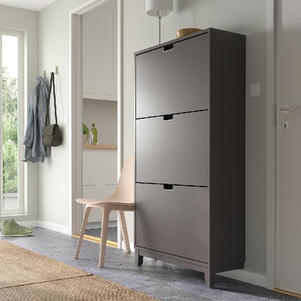 IKEA STÄLL Scarpiera A 3 Scomparti Grigio Scuro 79x29x148 Cm