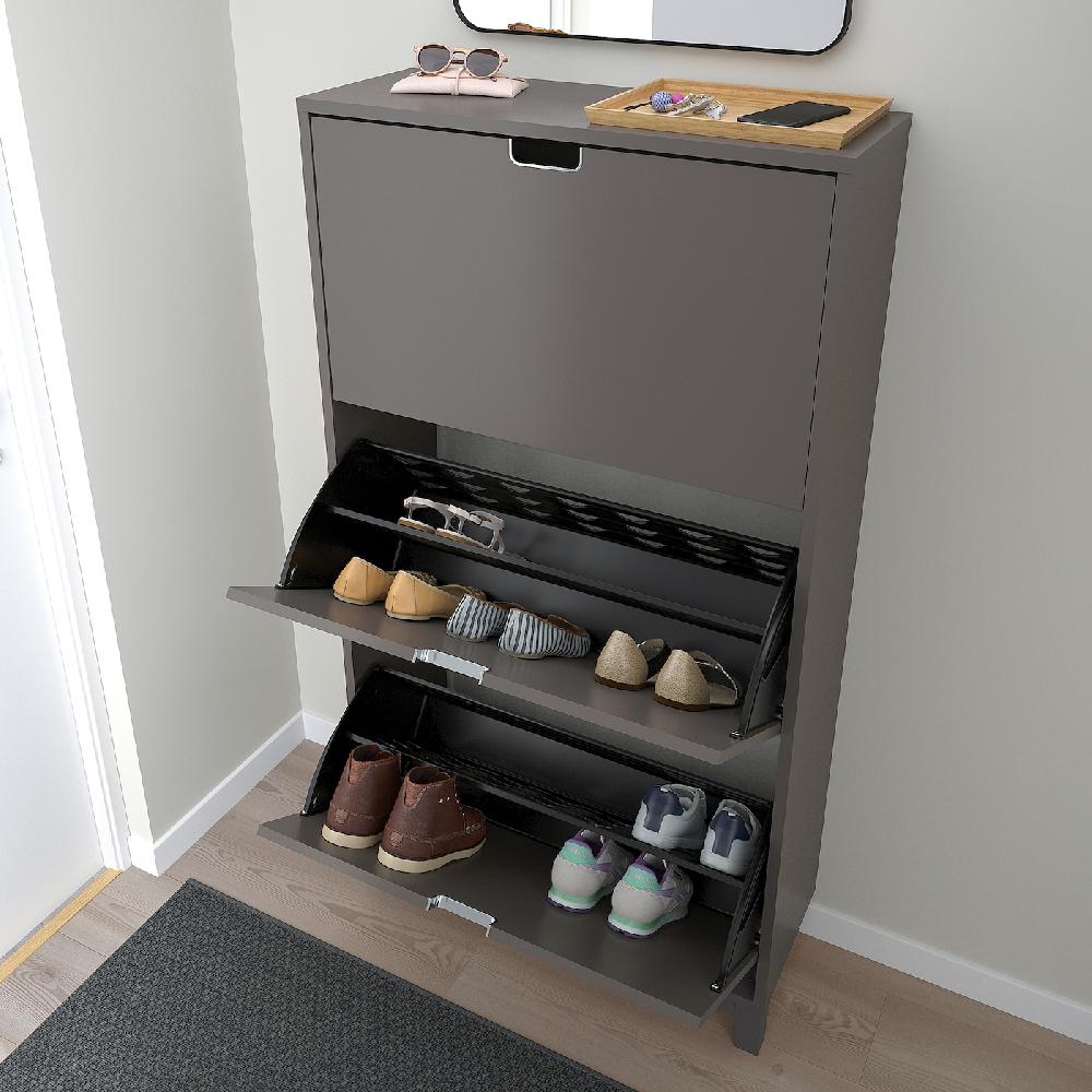 IKEA STÄLL Scarpiera A 3 Scomparti Grigio Scuro 79x29x148 Cm