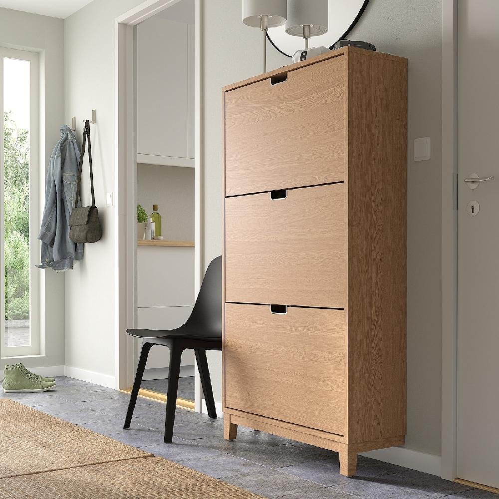 IKEA STÄLL Scarpiera A 3 Scomparti Impiallacciatura Di Rovere 79x29x148 Cm