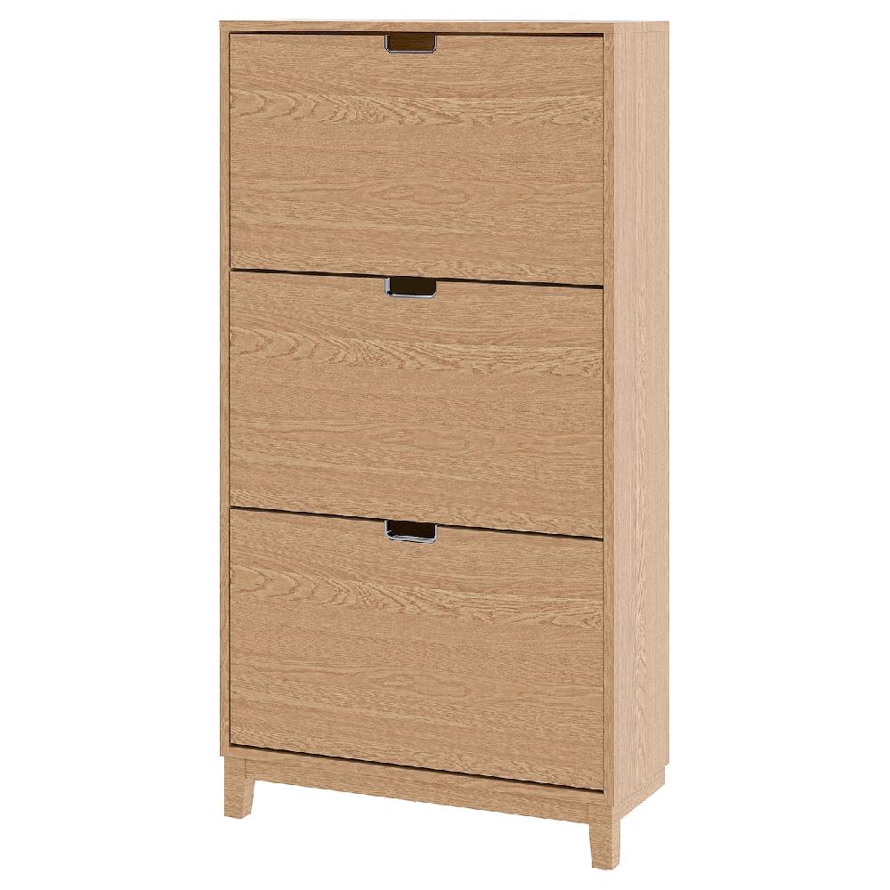 IKEA STÄLL Scarpiera a 3 scomparti impiallacciatura di rovere 79x29x148 cm