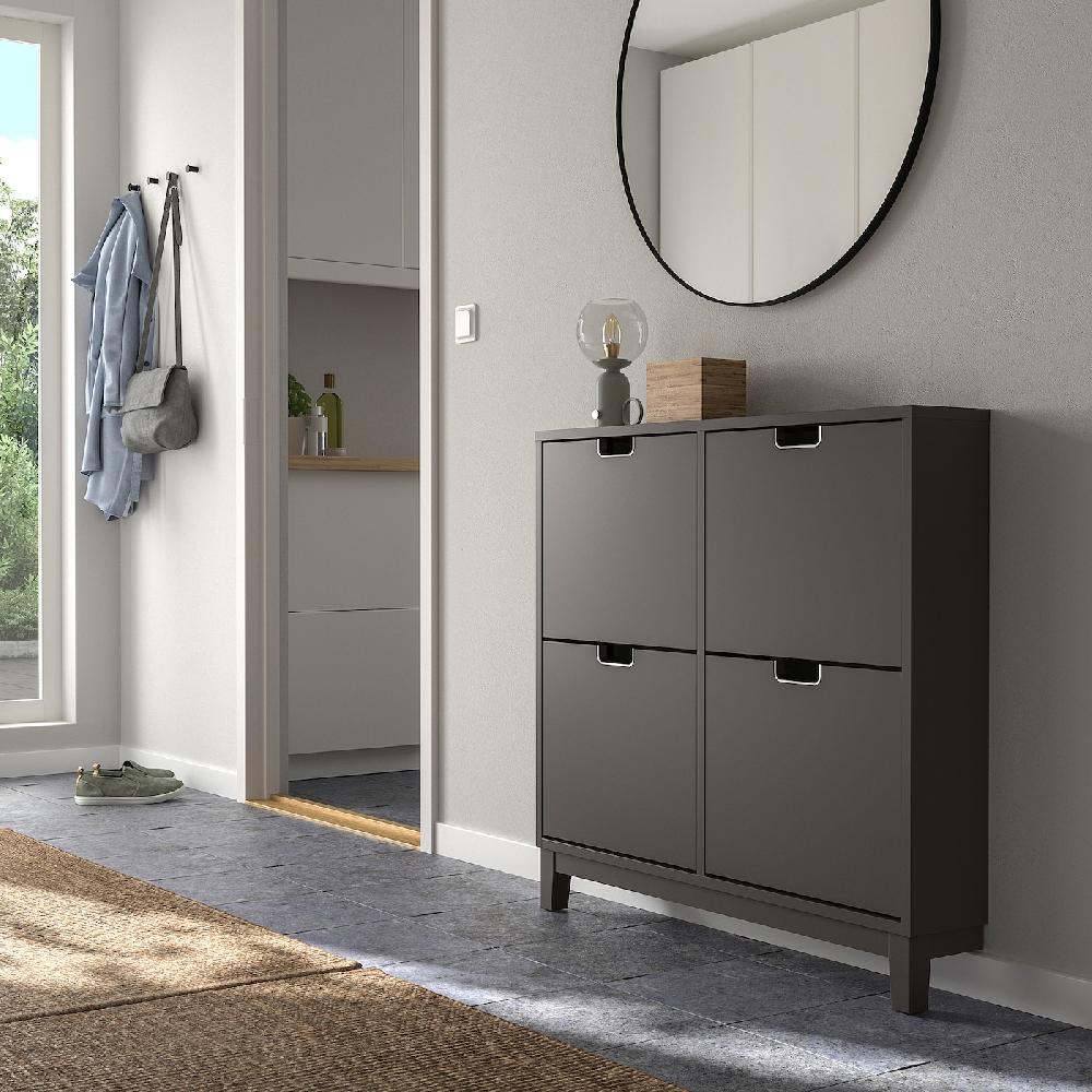 IKEA STÄLL Scarpiera A 4 Scomparti Grigio Scuro 96x17x90 Cm
