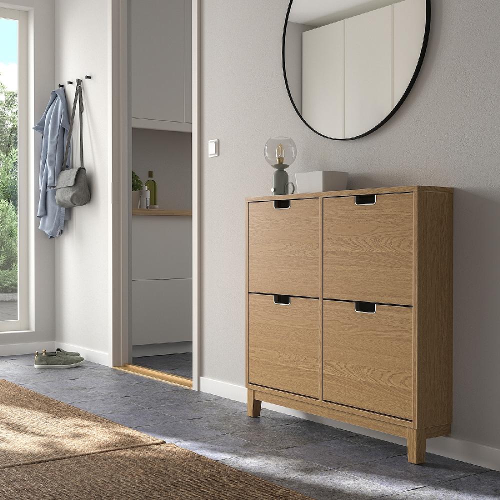 IKEA STÄLL Scarpiera A 4 Scomparti Impiallacciatura Di Rovere 96x17x90 Cm