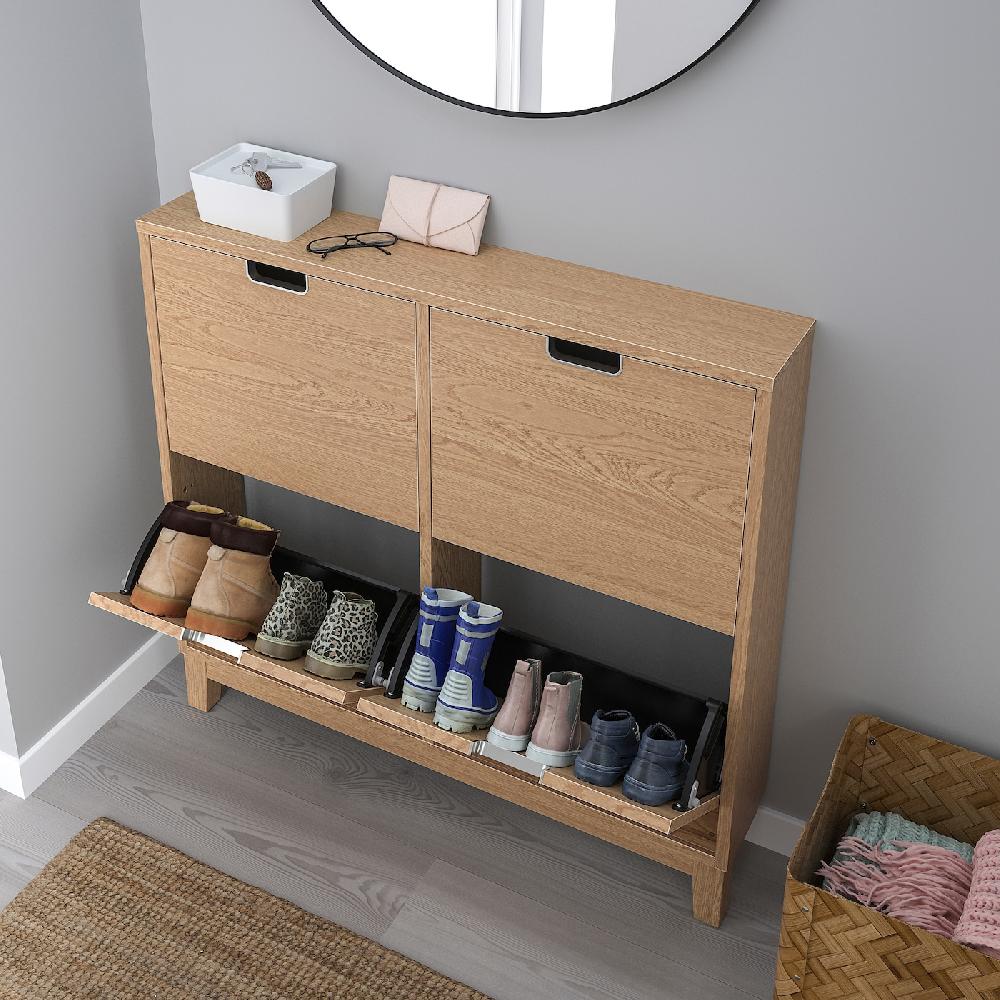 IKEA STÄLL Scarpiera A 4 Scomparti Impiallacciatura Di Rovere 96x17x90 Cm