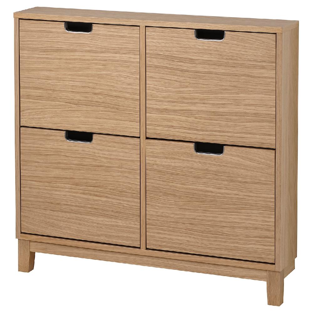 IKEA STÄLL Scarpiera a 4 scomparti impiallacciatura di rovere 96x17x90 cm