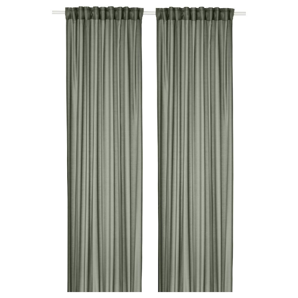 IKEA STENFRÖ Tenda sottile 2 teli con nastro arricciatende/verde 145x300 cm