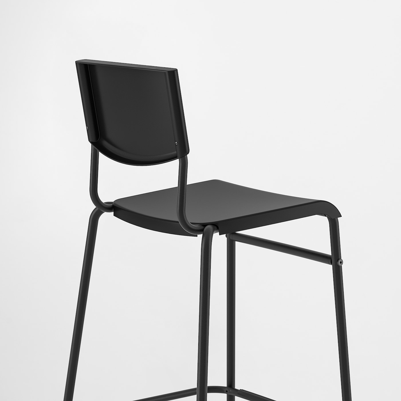 IKEA STIG Sgabello Bar Con Schienale Nero/nero 63 Cm