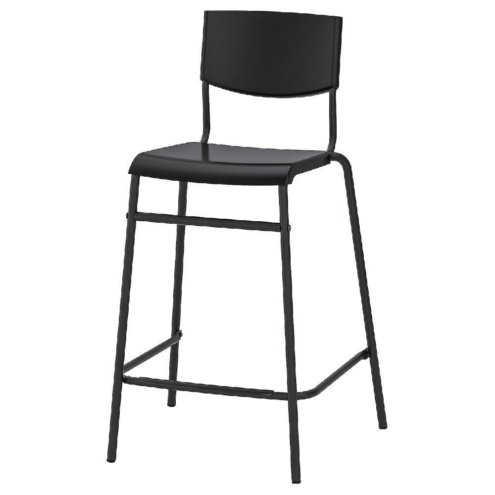 IKEA STIG Sgabello bar con schienale nero/nero 63 cm