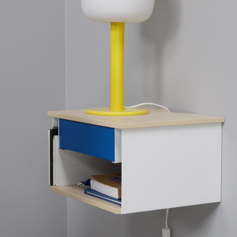 IKEA STOMSÖ Comodino Da Parete Effetto Betulla Bianco/blu 36x29x20 Cm