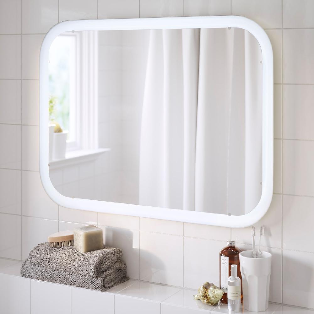 IKEA STORJORM Specchio/illuminazione Integrata Bianco 80x60 Cm