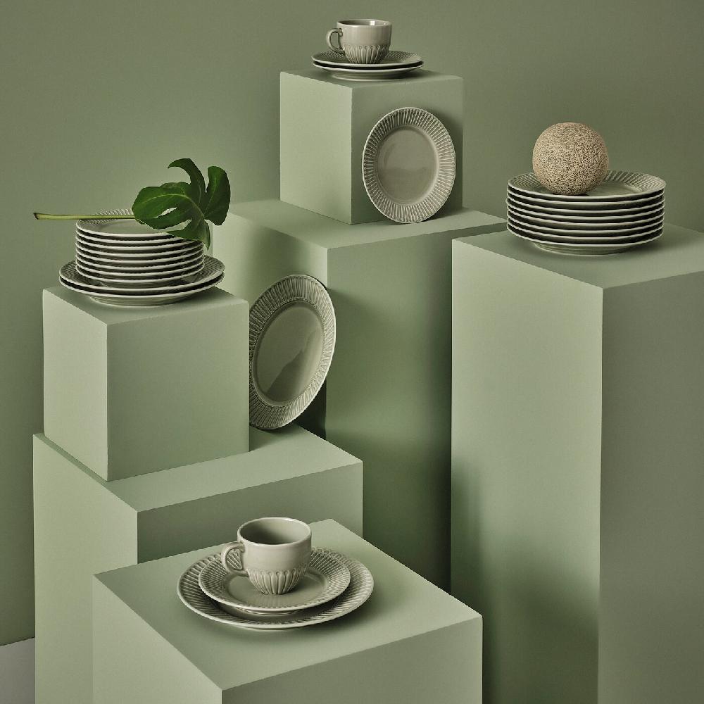 IKEA STRIMMIG Piatto Gres Grigio Pallido-verde 27 Cm